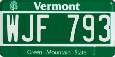 VT license plate WJF793