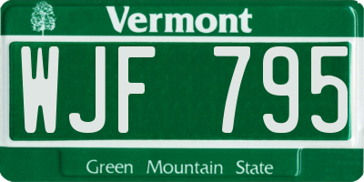 VT license plate WJF795