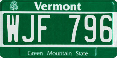 VT license plate WJF796