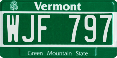 VT license plate WJF797