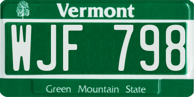 VT license plate WJF798