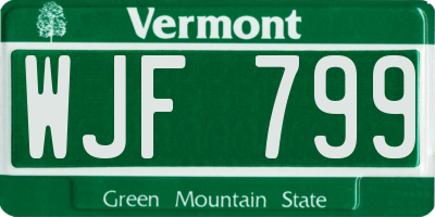 VT license plate WJF799
