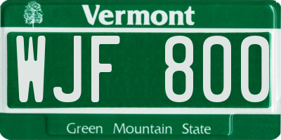 VT license plate WJF800