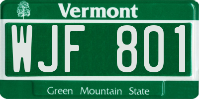 VT license plate WJF801