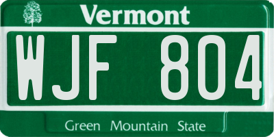 VT license plate WJF804