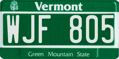 VT license plate WJF805