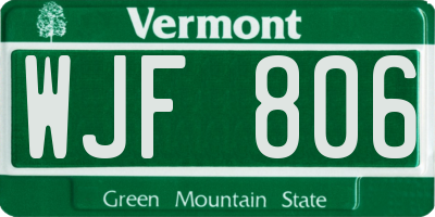 VT license plate WJF806