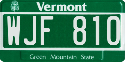 VT license plate WJF810
