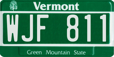 VT license plate WJF811