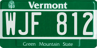 VT license plate WJF812