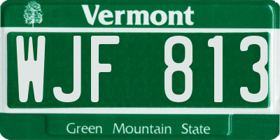 VT license plate WJF813