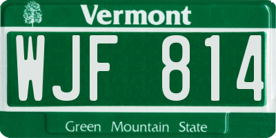 VT license plate WJF814