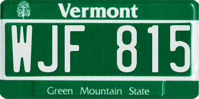 VT license plate WJF815