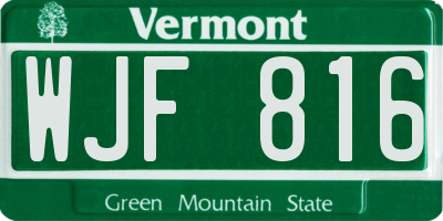 VT license plate WJF816