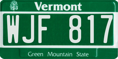 VT license plate WJF817