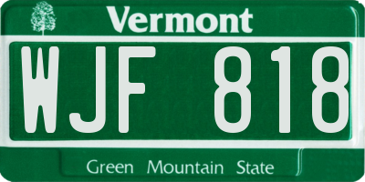 VT license plate WJF818