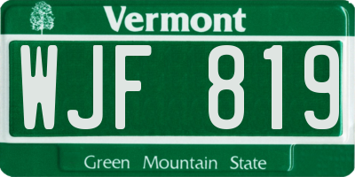 VT license plate WJF819