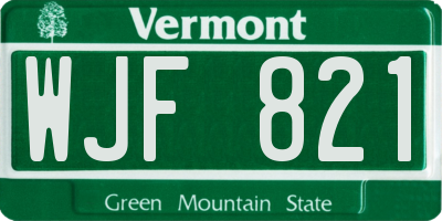 VT license plate WJF821