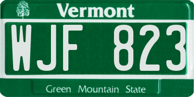 VT license plate WJF823