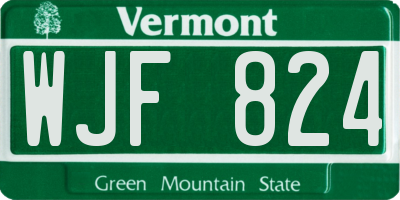 VT license plate WJF824