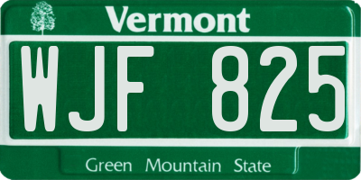 VT license plate WJF825