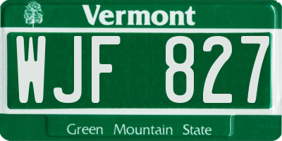 VT license plate WJF827