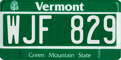 VT license plate WJF829