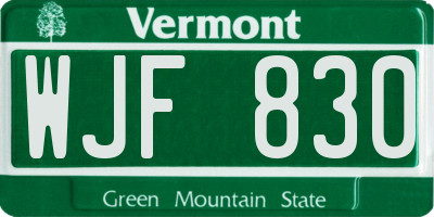 VT license plate WJF830
