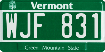 VT license plate WJF831