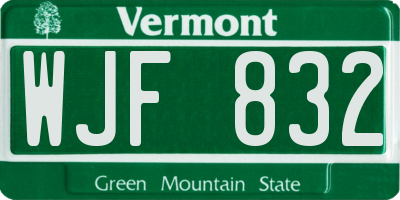 VT license plate WJF832