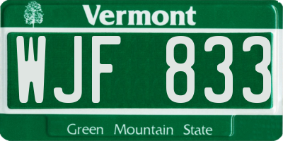VT license plate WJF833