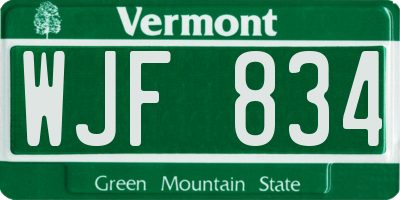 VT license plate WJF834