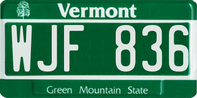 VT license plate WJF836