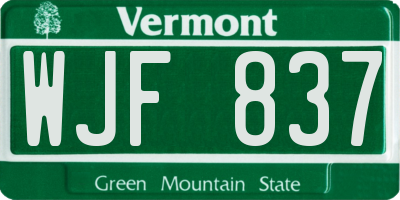 VT license plate WJF837