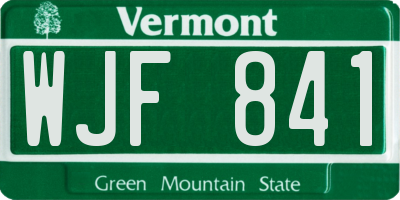 VT license plate WJF841