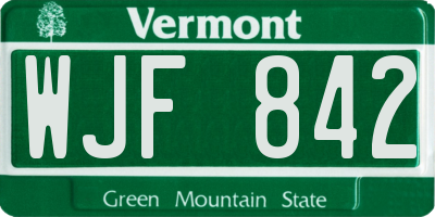 VT license plate WJF842