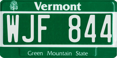 VT license plate WJF844