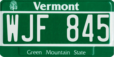 VT license plate WJF845