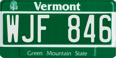 VT license plate WJF846