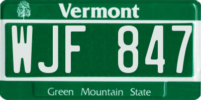 VT license plate WJF847
