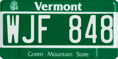 VT license plate WJF848