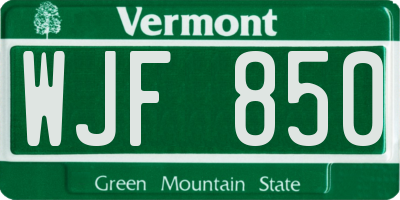 VT license plate WJF850