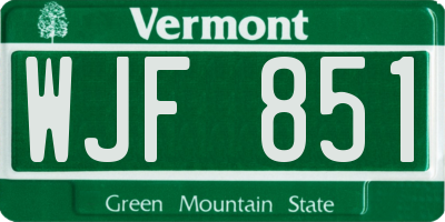 VT license plate WJF851