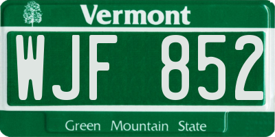 VT license plate WJF852