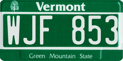 VT license plate WJF853