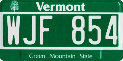 VT license plate WJF854