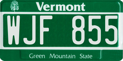 VT license plate WJF855