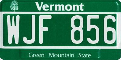 VT license plate WJF856