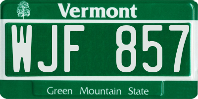 VT license plate WJF857