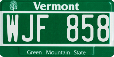 VT license plate WJF858